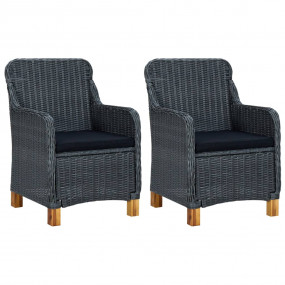 Garden Lounge Set Dark grey and black