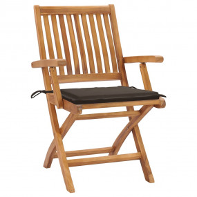 Patio Chair Set of 2 Taupe Solid teak wood 22 in Foldab...