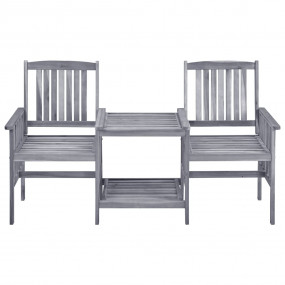 Patio Chair With Tea Table Gray Solid acacia wood Mediu...