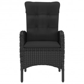 Bistro Set Black Poly rattan, steel, glass, fabric (100...