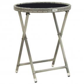 Bistro Set Grey Poly rattan, steel, glass, fabric (100%...
