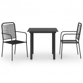 Garden Dining Set Black Powder-coated steel, glass, cot...