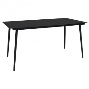 Dining Set Black PVC rattan, powder-coated steel, glass...