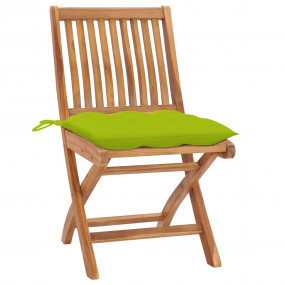Patio Chair Set of 2 Bright Green Cushions, Natural Woo...