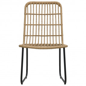 Dining Set Oak, Black Poly rattan, powder-coated steel,...