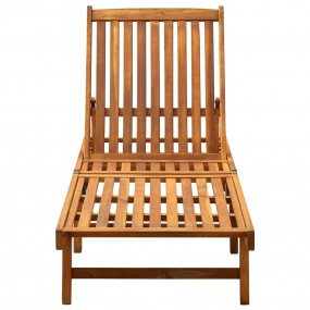 Sunlounger Wooden Solid Acacia Wood Adjustable Footrest...