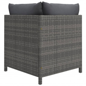 Garden Lounge Set Gray Poly Rattan 7 Piece Set Modular