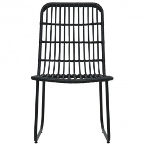 Dining Set Black Poly rattan, powder-coated steel, glas...