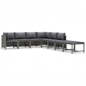 Garden Lounge Set Gray PE rattan Medium Modular