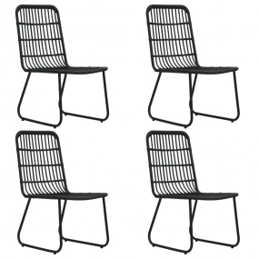 Dining Set Black Poly rattan 31.5 in x 31.5 in x 29.1 i...