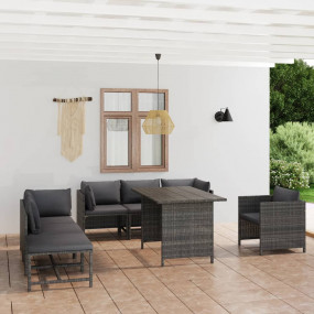 Garden Lounge Set Grey PE rattan Eight-piece Removable ...