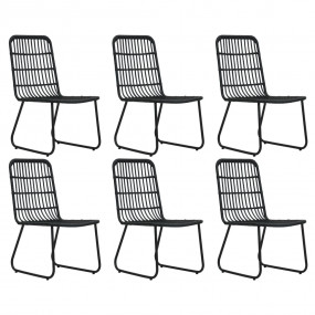 Dining Set Black Poly rattan, powder-coated steel, glas...