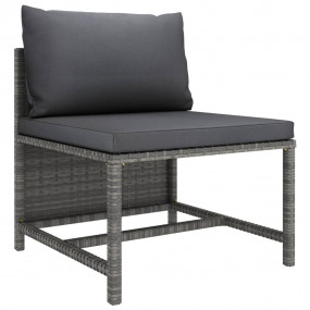 Garden Lounge Set Grey PE rattan, powder-coated steel M...