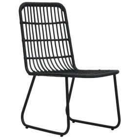 Dining Set Black Poly rattan, powder-coated steel, glas...