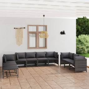 Garden Lounge Set Grey, Anthracite PE (polyethylene) ra...