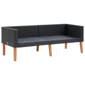 Garden Furniture Set Black PE rattan Medium Durable