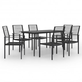 Dining Set Black Glass Large Durable Dining Set Rectang...