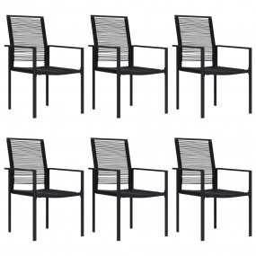 Dining Set Black Powder-Coated Steel Large Durable Dini...