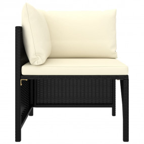 Outdoor Lounge Set Black and Cream White