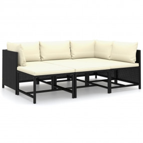 Garden Lounge Set Black PE rattan 6 Piece Set Light Wei...