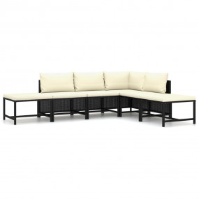 Garden Lounge Set Black PE (polyethylene) rattan Standa...