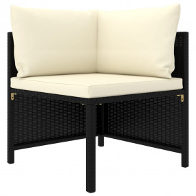 Garden Lounge Set Black frame with cream white cushions