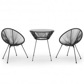 Dining Set Black and Transparent