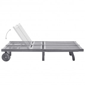 Sunlounger Grey Solid acacia wood Large Multi-Position ...