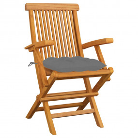 Garden Chair Set of 6 Grey Teak Wood One Size Foldable