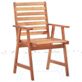 Patio Chair Set of 2 Brown Solid Acacia wood, polyester...
