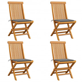 Garden Chair Set of 4 Teak Teak wood Standard Foldable