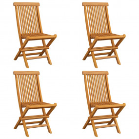 Garden Chair Set of 4 Brown Teak Wood Standard Foldable
