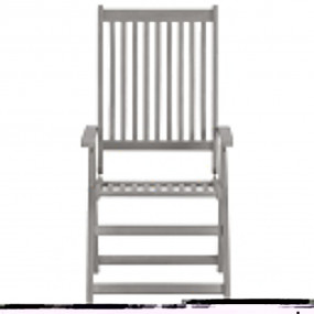 Garden Chair Set of 6 Gray Solid Acacia Wood Standard F...