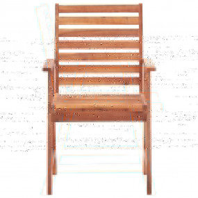 Patio Chair Set of 3 Natural wood brown Solid acacia wo...