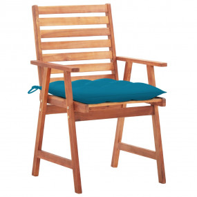 Patio Chair Set of 3 Blue, Brown Solid Acacia wood, 100...