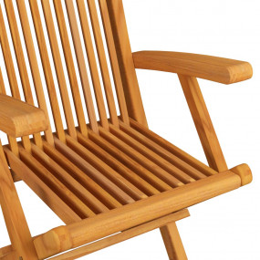 Garden Chair Set of 4 Teak Solid Teak Wood Standard Fol...