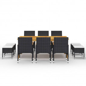 Dining Set Black, Cream white, Natural wood