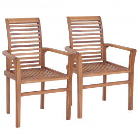 Dining Chair Set of 2 Teak Teak Wood, Polyester Standar...