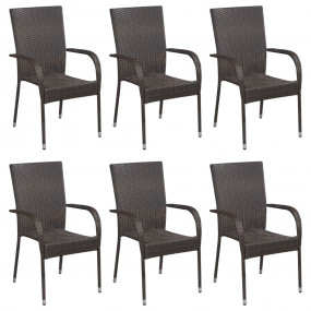 Dining Set Brown Solid Acacia wood, PE Rattan, Powder-C...