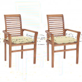 Dining Chair Set of 2 Teak brown Solid Teak Wood Medium