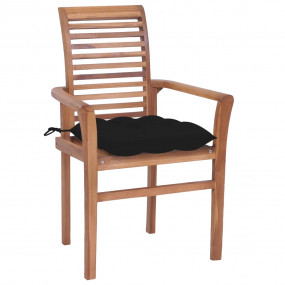 Dining Chair Set of 2 Black Fine sanded teak hardwood M...