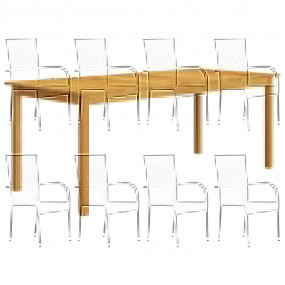 Dining Set Black, Natural Wood
