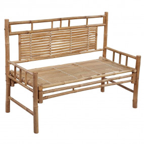 Garden Bench Red and Natural Bamboo Bamboo, Polyester 4...