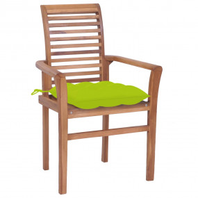 Dining Chair Set of 2 Teak, Bright Green