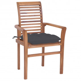 Dining Chair Set of 4 Natural Teak and Anthracite