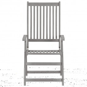Garden Chair Set of 3 Grey Solid Acacia wood Medium Fol...