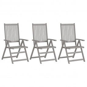 Garden Chair Set of 3 Grey Solid acacia wood, 100% poly...