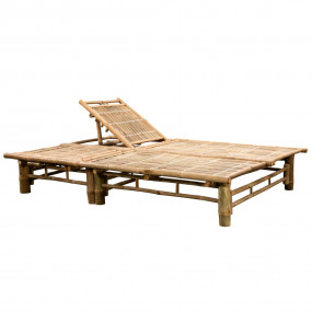 Sun Lounger Bamboo For 2 persons Height-Adjustable Sun ...