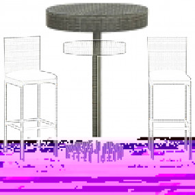 Garden Bar Set Grey PE rattan, powder-coated steel Medi...