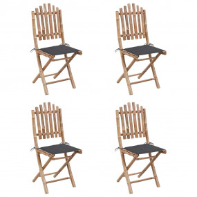 Outdoor Dining Set Natural Bamboo Bamboo, Polyester Med...